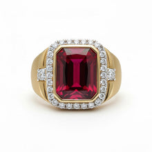 Burmese Ruby Radiant Cut Men's Ring in 10K Yellow Gold – main view