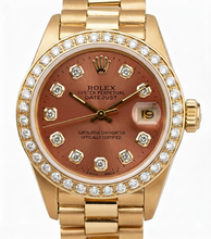 Salmon Natural Earth Mined Diamond Dial Bezel Rolex President Style Watch Dj