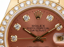 Salmon Natural Earth Mined Diamond Dial Bezel Rolex President Style Watch Dj