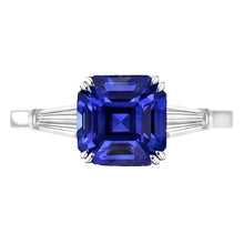 Sapphire And Baguette Natural Earth Mined Diamond Ring