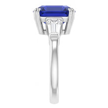 Sapphire And Baguette Natural Earth Mined Diamond Ring