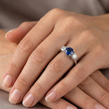 Sapphire And Natural Earth Mined DIAMOND ( NOT LAB GROWN ) 3 Stone Ring