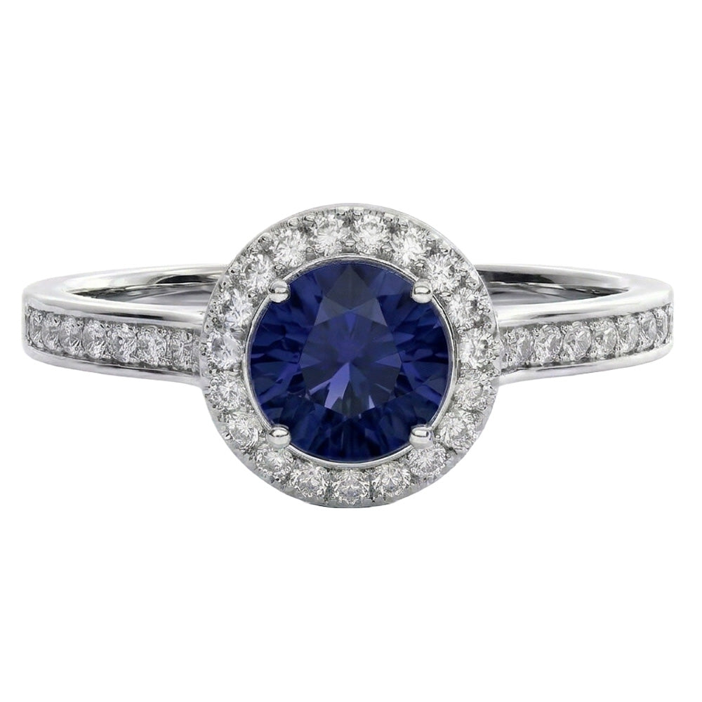 Sapphire And Natural Earth Mined DIAMOND ( NOT LAB GROWN ) Wedding Ring Jewellery Gold White 3 Ct Round Cut