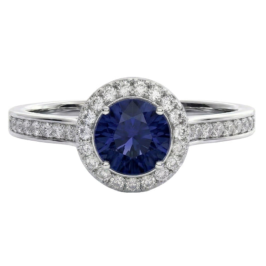 Sapphire And Natural Earth Mined DIAMOND ( NOT LAB GROWN ) Wedding Ring Jewellery Gold White 3 Ct Round Cut