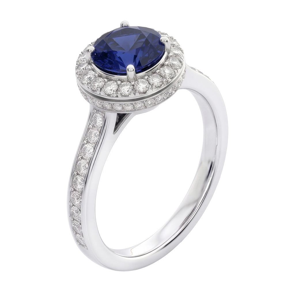 Sapphire And Natural Earth Mined DIAMOND ( NOT LAB GROWN ) Wedding Ring Jewellery Gold White 3 Ct Round Cut