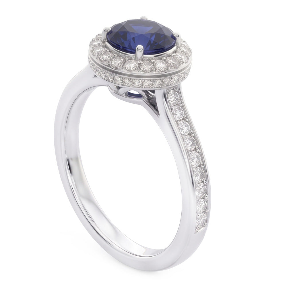 Sapphire And Natural Earth Mined DIAMOND ( NOT LAB GROWN ) Wedding Ring Jewellery Gold White 3 Ct Round Cut