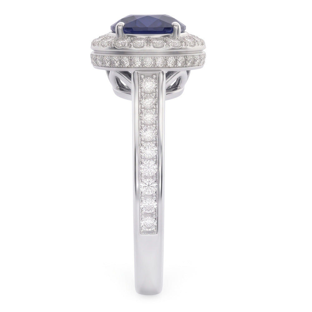 Sapphire And Natural Earth Mined DIAMOND ( NOT LAB GROWN ) Wedding Ring Jewellery Gold White 3 Ct Round Cut