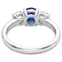 Sapphire And Natural Earth Mined DIAMOND ( NOT LAB GROWN ) 3 Stone Ring