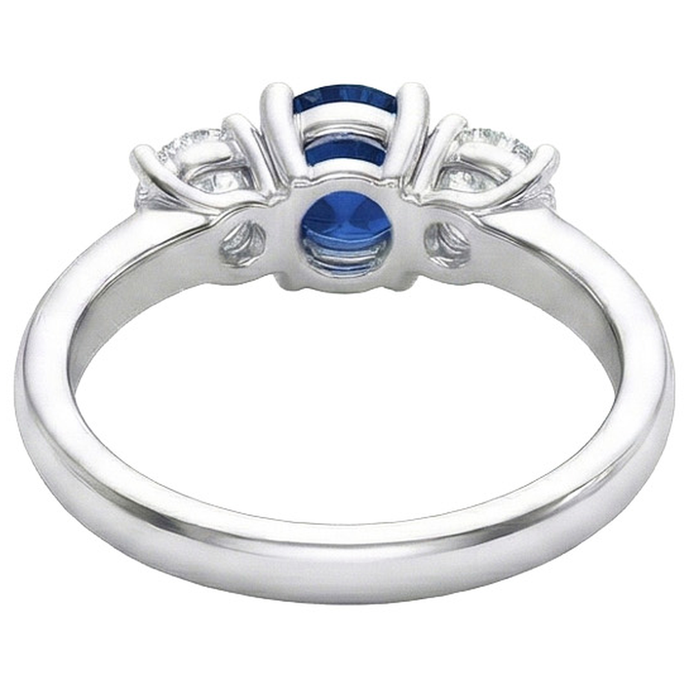Sapphire And Natural Earth Mined DIAMOND ( NOT LAB GROWN ) 3 Stone Ring