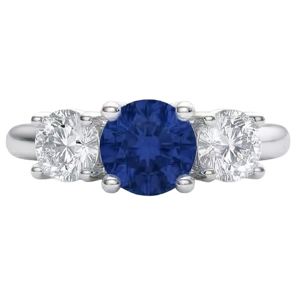 Sapphire And Natural Earth Mined DIAMOND ( NOT LAB GROWN ) 3 Stone Ring