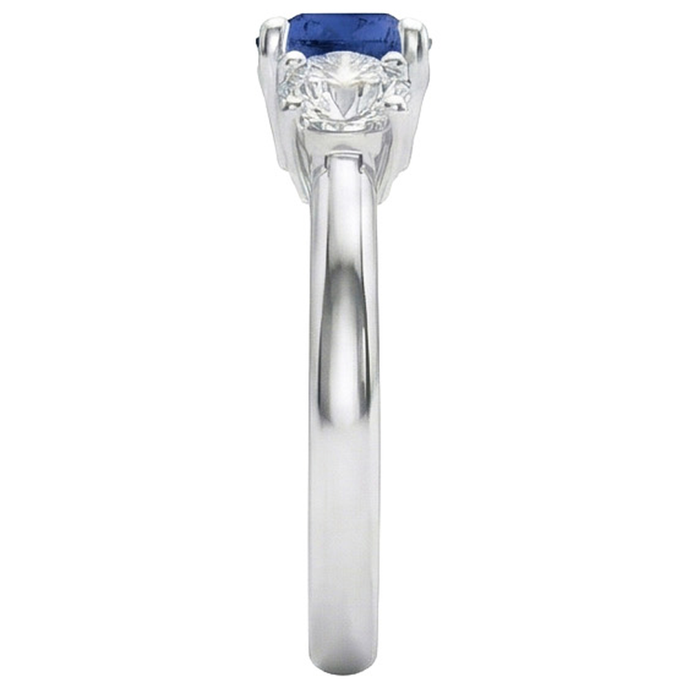 Sapphire And Natural Earth Mined DIAMOND ( NOT LAB GROWN ) 3 Stone Ring
