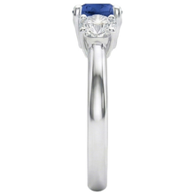 Sapphire And Natural Earth Mined DIAMOND ( NOT LAB GROWN ) 3 Stone Ring