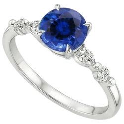 Sapphire And Natural Earth Mined Diamond Anniversary Ring For Women