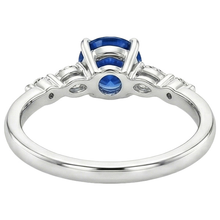 Sapphire And Natural Earth Mined Diamond Anniversary Ring For Women