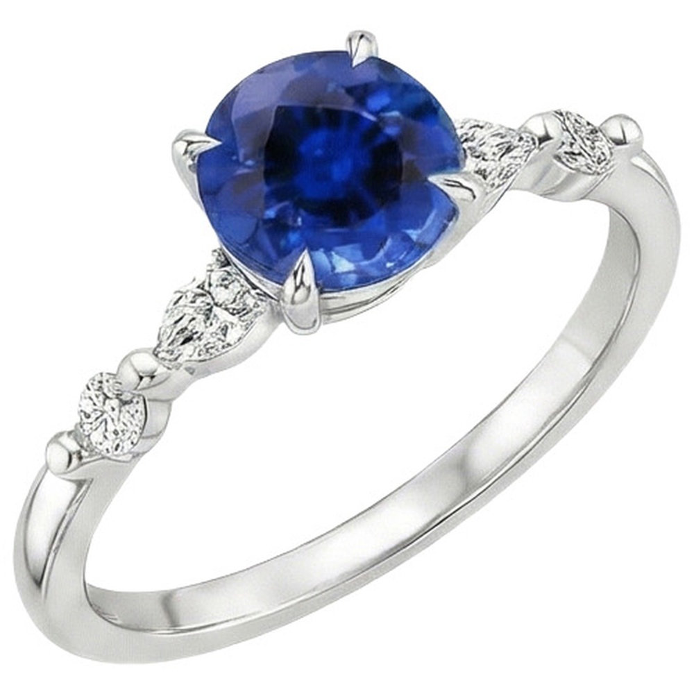 Sapphire And Natural Earth Mined Diamond Anniversary Ring For Women