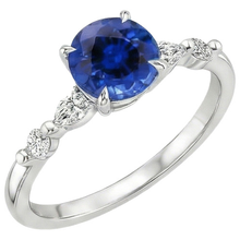 Sapphire And Natural Earth Mined Diamond Anniversary Ring For Women
