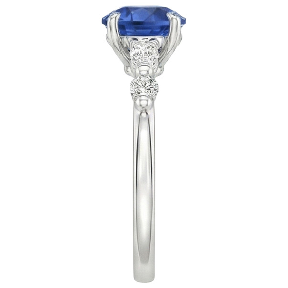 Sapphire And Natural Earth Mined Diamond Anniversary Ring For Women