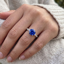 Sapphire And Natural Earth Mined Diamond Anniversary Ring For Women