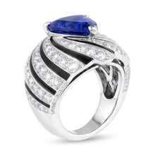 Sapphire And Natural Earth Mined Diamond Ladies Cocktail Ring