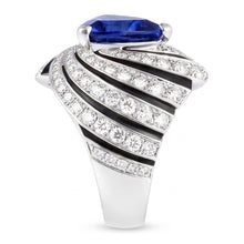 Sapphire And Natural Earth Mined Diamond Ladies Cocktail Ring