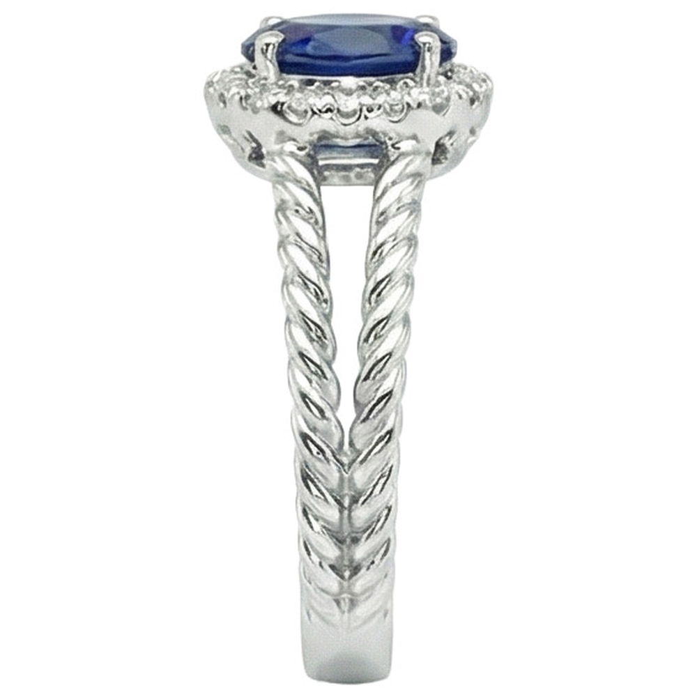 natural round sapphire 1.55ct ring top view