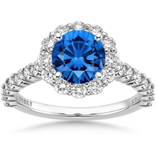 Sapphire And Natural Earth Mined Diamond Ring White Gold Fine Jewellery Round Cut 3.40 Ct