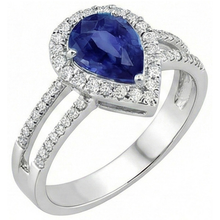 Sapphire And Natural Earth Mined DIAMOND ( NOT LAB GROWN )s 2.75 Carats Ring Split Shank Gold White 14K
