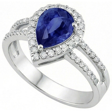 Sapphire And Natural Earth Mined DIAMOND ( NOT LAB GROWN )s 2.75 Carats Ring Split Shank Gold White 14K