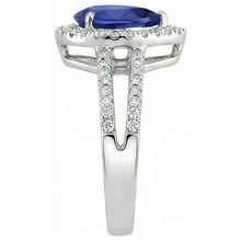 Sapphire And Natural Earth Mined DIAMOND ( NOT LAB GROWN )s 2.75 Carats Ring Split Shank Gold White 14K