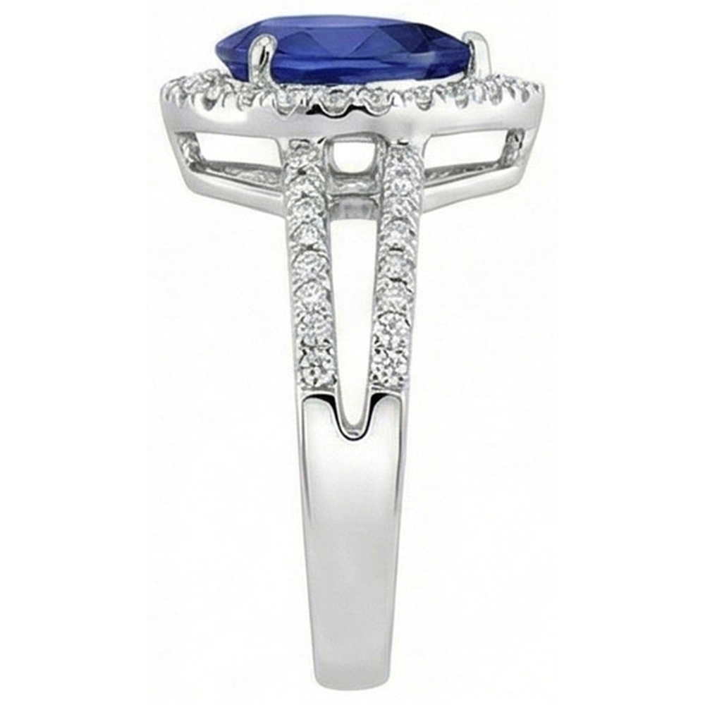 Sapphire And Natural Earth Mined DIAMOND ( NOT LAB GROWN )s 2.75 Carats Ring Split Shank Gold White 14K