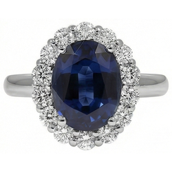 Sapphire And Natural Earth Mined Diamonds 8.50 Carats Wedding Ring White Gold 14K