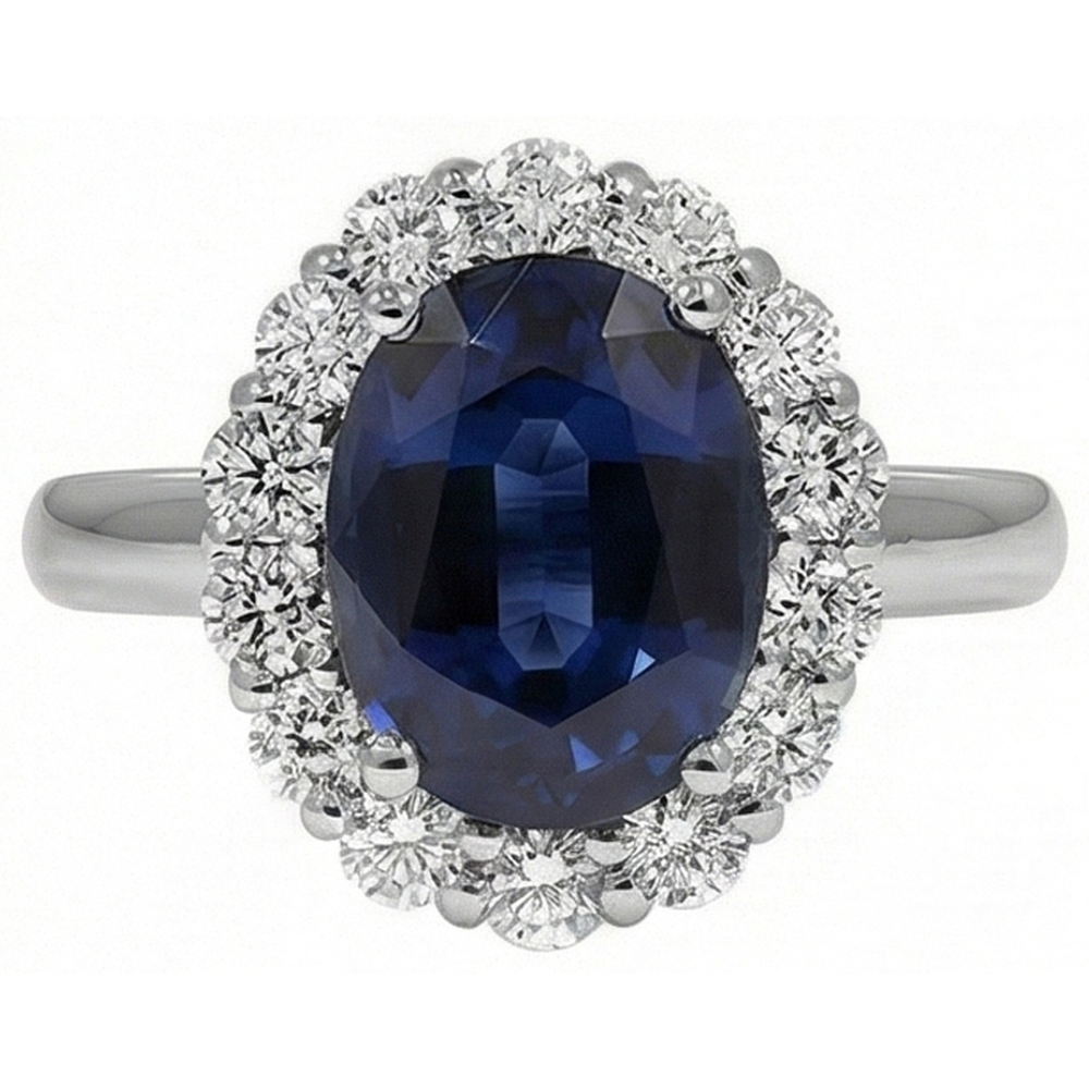 Sapphire And Natural Earth Mined Diamonds 8.50 Carats Wedding Ring White Gold 14K