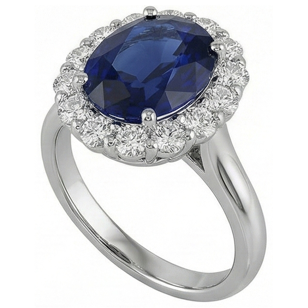 Sapphire And Natural Earth Mined Diamonds 8.50 Carats Wedding Ring White Gold 14K