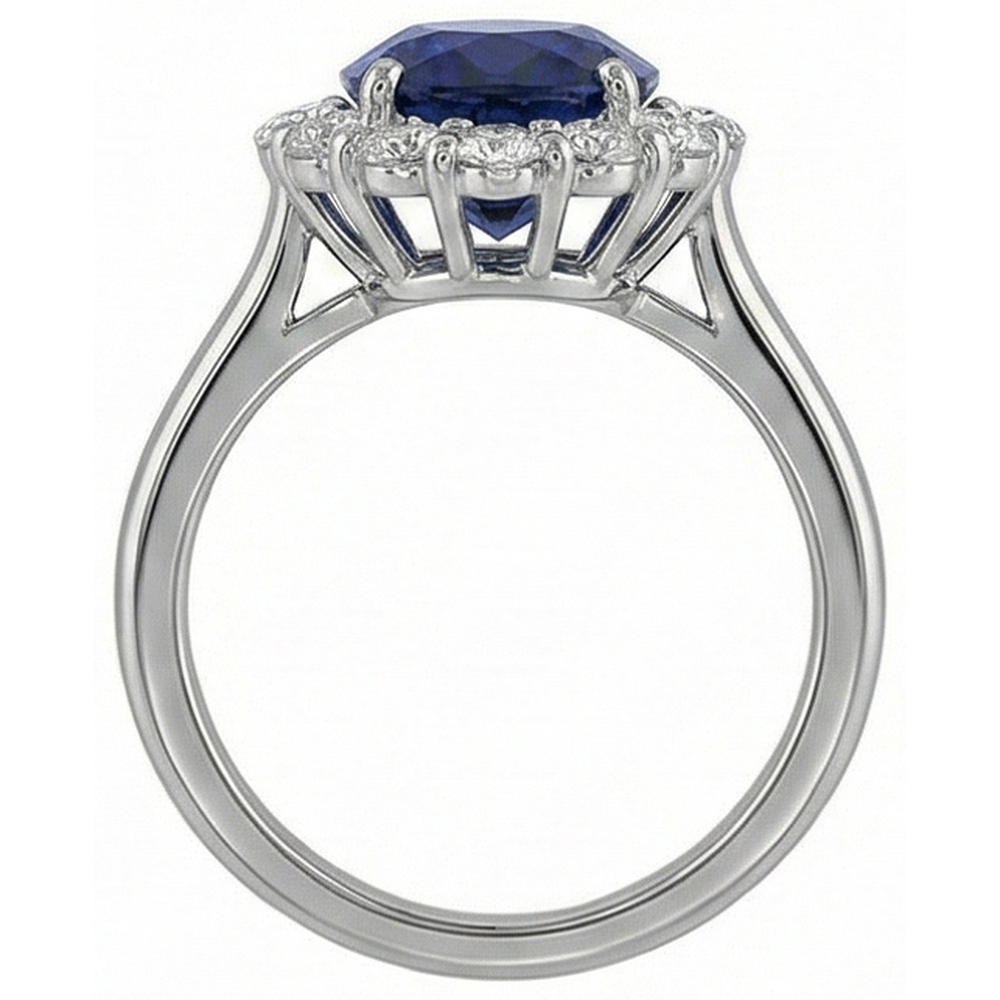 Sapphire And Natural Earth Mined Diamonds 8.50 Carats Wedding Ring White Gold 14K