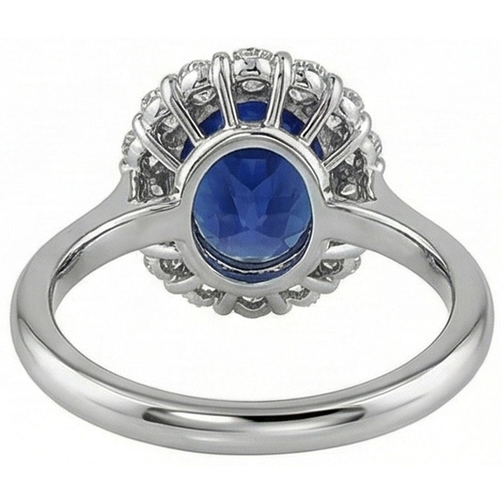 Sapphire And Natural Earth Mined Diamonds 8.50 Carats Wedding Ring White Gold 14K