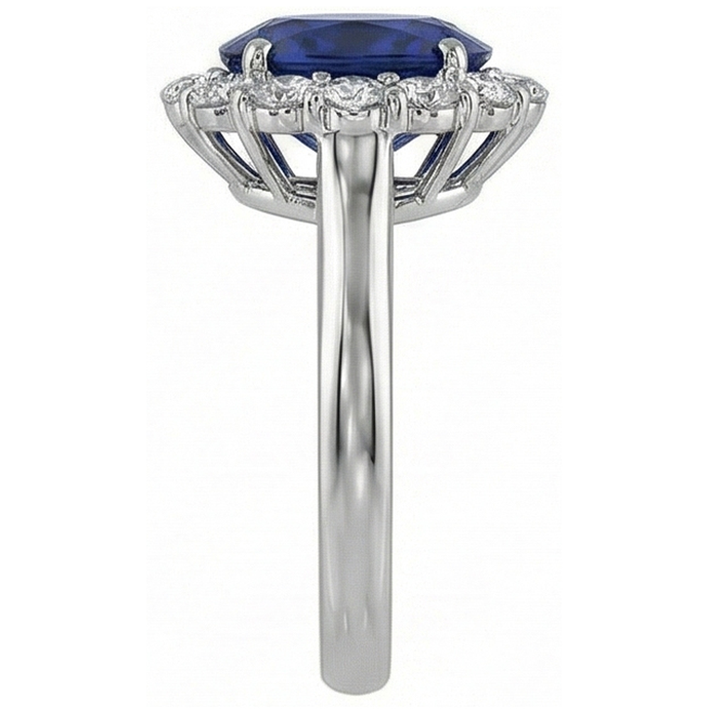 Sapphire And Natural Earth Mined Diamonds 8.50 Carats Wedding Ring White Gold 14K