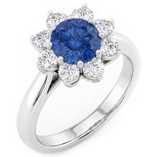 Sapphire And Natural Earth Mined Diamonds Round Cut 2.45 Ct Wedding Ring White Gold 14K