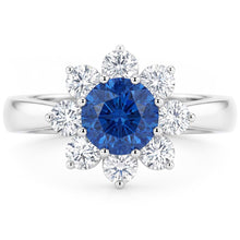 Sapphire And Natural Earth Mined Diamonds Round Cut 2.45 Ct Wedding Ring White Gold 14K