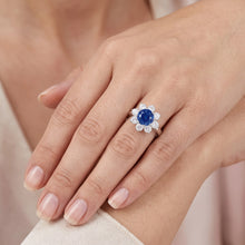 Sapphire And Natural Earth Mined Diamonds Round Cut 2.45 Ct Wedding Ring White Gold 14K