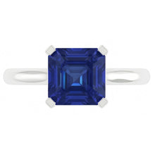 Sapphire Asscher Cut Gemstone Engagement Ring