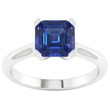 Sapphire Asscher Cut Gemstone Engagement Ring