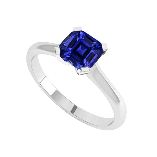 Sapphire Asscher Cut Gemstone Engagement Ring