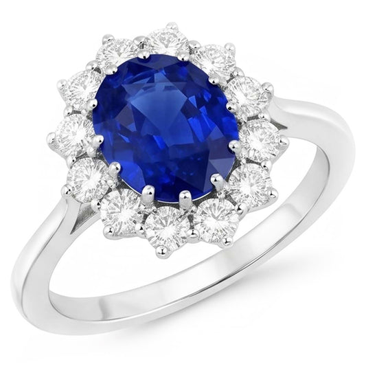 Sapphire Cluster Natural Earth Mined Diamond Ring