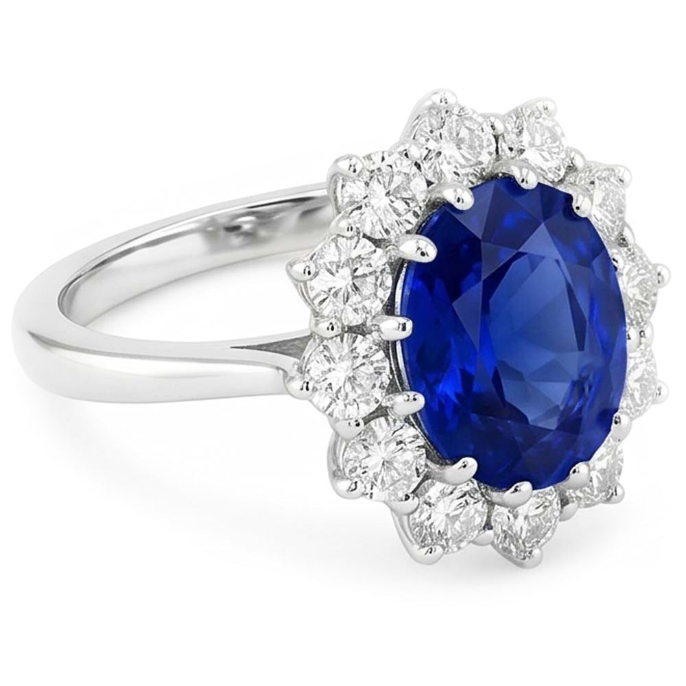 Sapphire Cluster Natural Earth Mined Diamond Ring