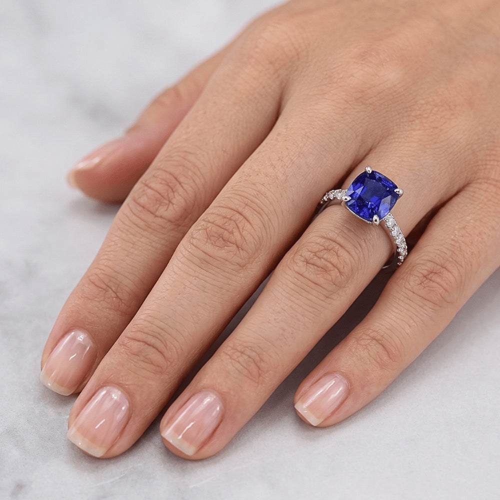 Sapphire Engagement Ring Ceylon Blue White Gold Jewellery 2.75 Carats