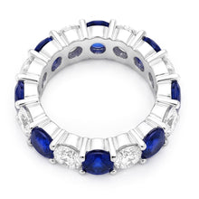Sapphire Engagement Ring Genuine Blue Band 18K White Gold