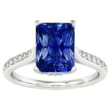 Sapphire Engagement Ring Radiant With Round Natural Earth Mined Diamond Accents 2 Carats