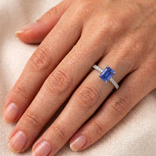 Sapphire Engagement Ring Radiant With Round Natural Earth Mined Diamond Accents 2 Carats