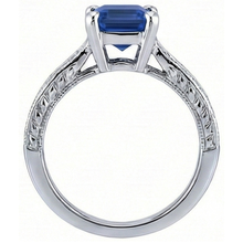 natural emerald sapphire 3.50ct ring on white background