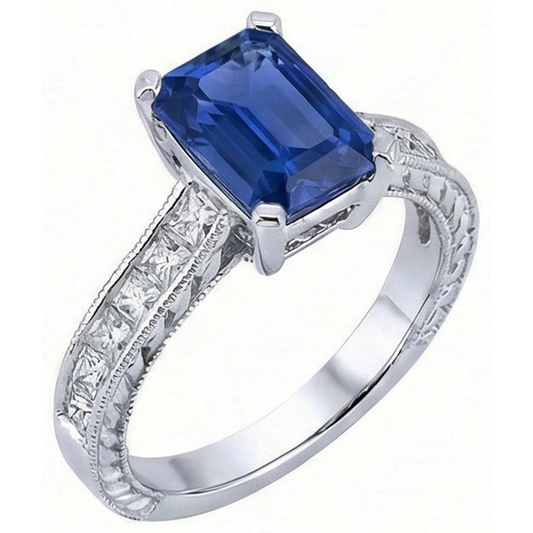 natural emerald sapphire 3.50ct ring side angle